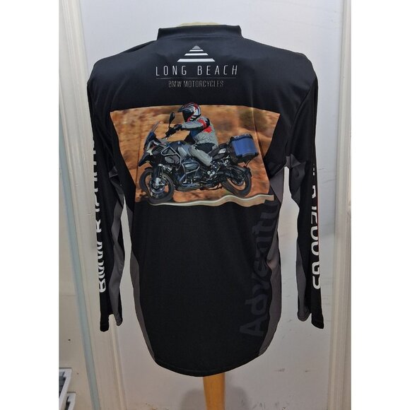 Long Beach BMW Motorcycles Men's Shirt L Polyester LS Pullover Made in USA GUC - Picture 1 of 13